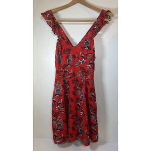 Y2K Charlotte Russe Rose Midi Dress Red Romantic Kentucky Derby button dress